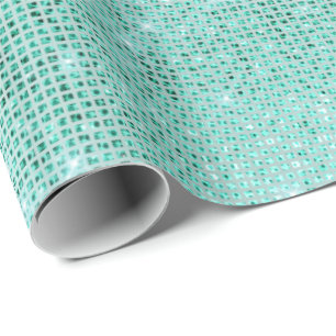 Papel De Regalo Mint Ocean Beach Aqua Sparkly Diamond Metallic