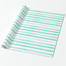 Papel De Regalo Mint Watercolor Stripe Beach