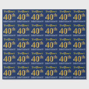 Papel De Regalo Mirada azul, de imitación "40.o CUMPLEAÑOS " del