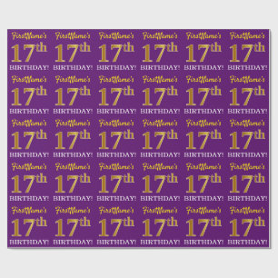 Papel De Regalo Mirada púrpura, de imitación "17mo CUMPLEAÑOS "