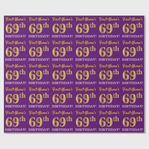 Papel De Regalo Mirada púrpura, de imitación "69.o CUMPLEAÑOS "