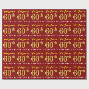 Papel De Regalo Mirada rojo, de imitación "60.o CUMPLEAÑOS " del