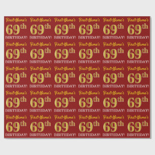 Papel De Regalo Mirada rojo, de imitación "69.o CUMPLEAÑOS " del