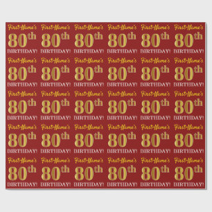 Papel De Regalo Mirada rojo, de imitación "80.o CUMPLEAÑOS " del