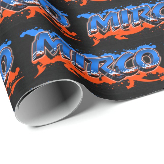 Papel De Regalo Mirco Vorname Name Graffiti blue orange (Esquina del rollo)