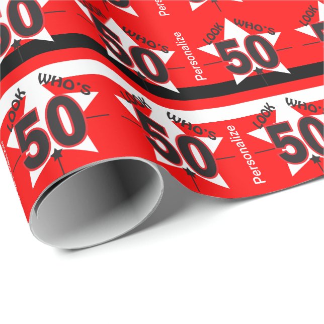 Papel De Regalo Mire quién es 50.o cumpleaños del 50% el pipe% (Esquina del rollo)