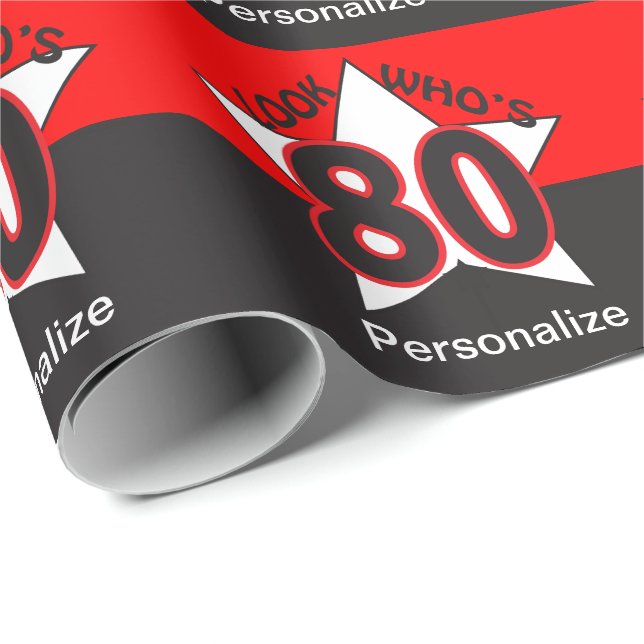 Papel De Regalo Mire quién es 80.o cumpleaños del 80% el pipe% (Esquina del rollo)