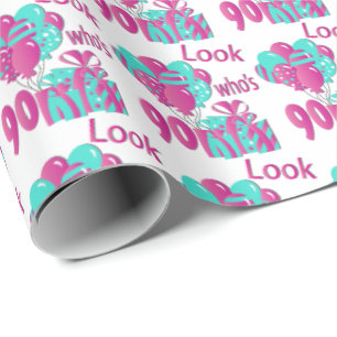 Papel De Regalo Mire quién es 90 en el rosa y Turquoise3 - 90.o