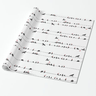 Papel De Regalo Mirlos en los alambres