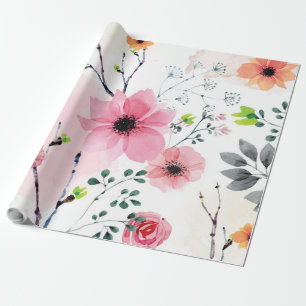 Papel De Regalo Mis flores de jardín (técnica de acuarela)