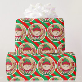 Papel De Regalo Mis primeros Navidades Elf-Mas rojos y verdes