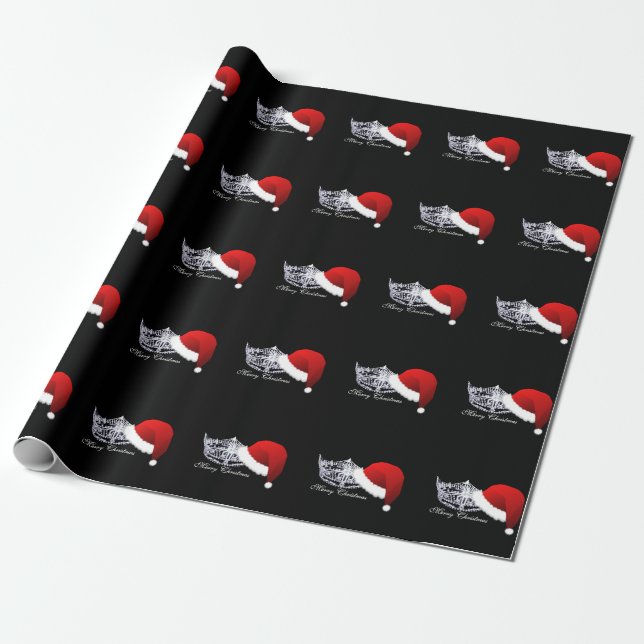 Papel De Regalo Miss América Crown y Santa Hat Navidades Giftwrap (Desenrollado)