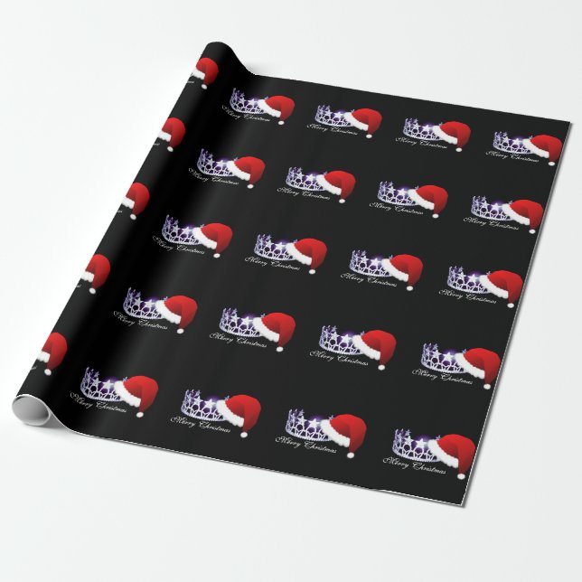 Papel De Regalo Miss USA Crown and Santa Hat Navidades Giftwrap (Desenrollado)
