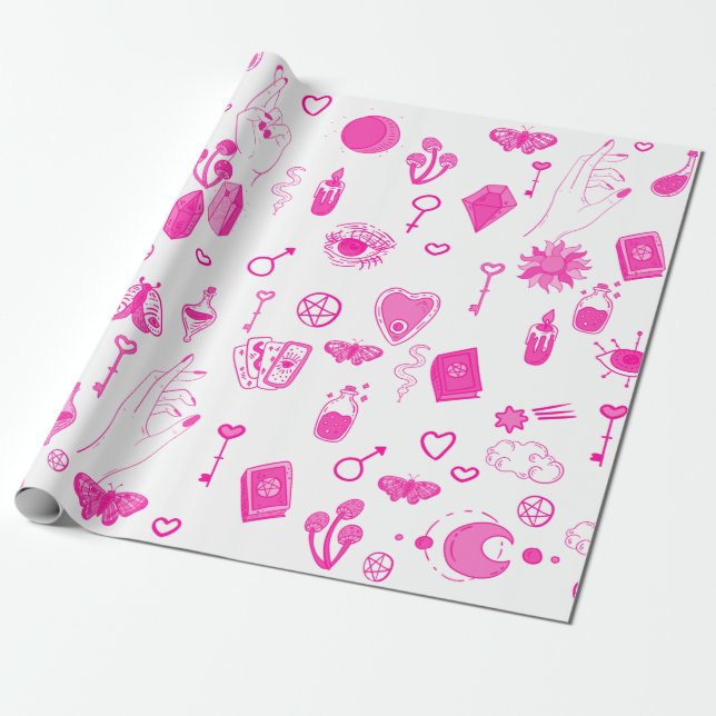 Papel De Regalo místico mágico rosa (Desenrollado)