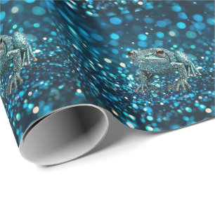 Papel De Regalo Mistique de la rana azul dimientee en Blue Bokeh