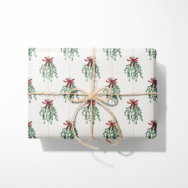 Papel De Regalo Mistletocon arcos rojos (Subido por el creador)
