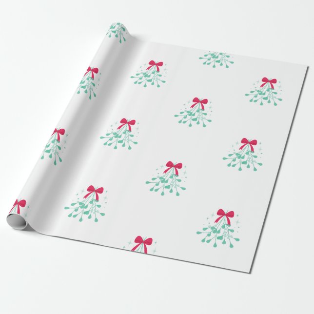 Papel De Regalo Mistletoe Christmas   (Desenrollado)