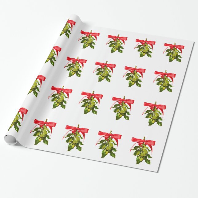 Papel De Regalo mistletoe de vacaciones (Desenrollado)