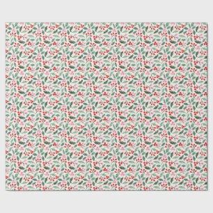 Papel De Regalo Mistletoe Merry Berry Navidad Watercolor