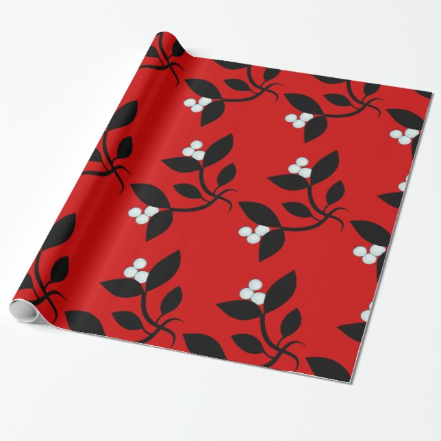 Papel De Regalo Mistletoe Red (Desenrollado)