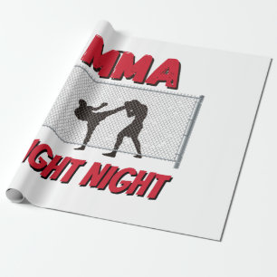 Papel De Regalo MMA: Texto nocturno de lucha y silueta de dos luch
