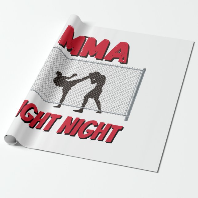 Papel De Regalo MMA: Texto nocturno de lucha y silueta de dos luch (Desenrollado)