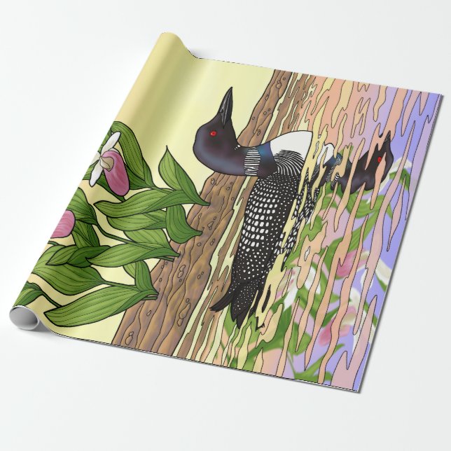 Papel De Regalo MN State Bird Flower Lopper Lady Slipper (Desenrollado)