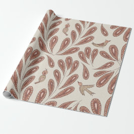 Papel De Regalo Mocha Birds and Flowers
