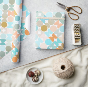 Papel De Regalo Moda Aqua Blue Coral Naranja Círculos Patrón de ar