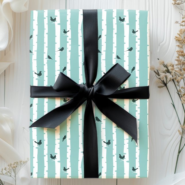 Papel De Regalo Moda Árboles de aves azules y Bonito de aves (Subido por el creador)