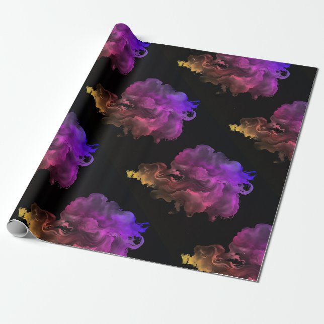 Papel De Regalo Moda artística abstracta acuarela negra (Desenrollado)