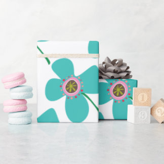 Papel De Regalo Moda Azul Daisy Pop Verano Flor Regalo caprichoso