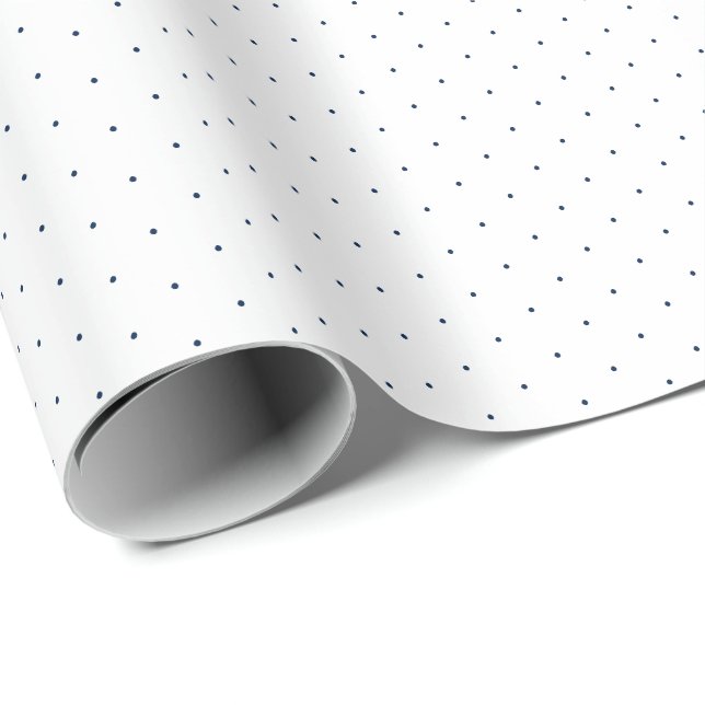 Papel De Regalo Moda azul marino blanco minúsculo patrón de puntos (Esquina del rollo)
