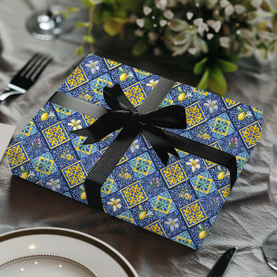 Papel De Regalo Moda Azul verde azulado Cítrico Siciliano Mediterr