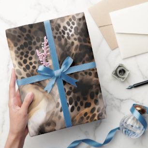 Papel De Regalo Moda Black Gold Cream Leopard Animal Print