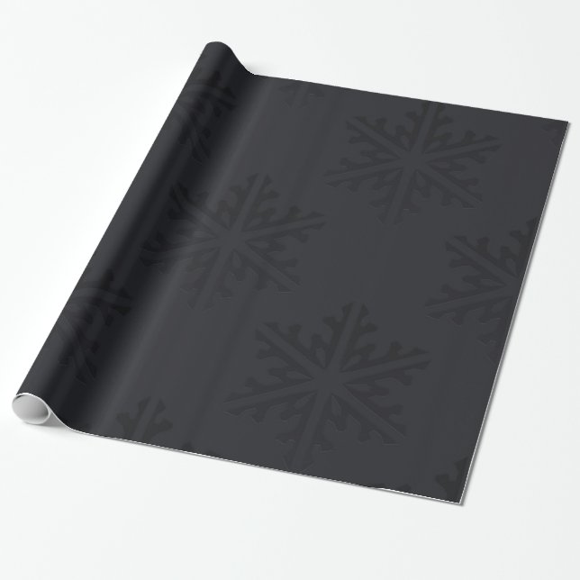 Papel De Regalo Moda Black Snowflakes con Navidades de vacaciones  (Desenrollado)