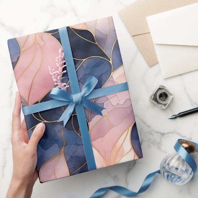 Papel De Regalo Moda Blue Pink Resumen Cumpleaños (Regalar)