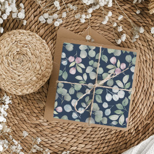 Papel De Regalo Moda Boda Azul y Eucalipto