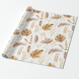Papel De Regalo Moda Boho Pampas Palm de hierba deja Purpurina fal