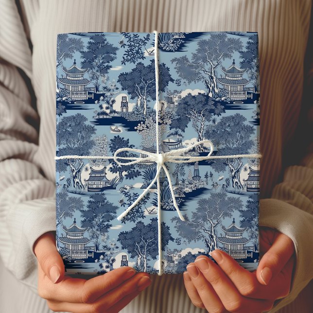 Papel De Regalo Moda Cabaña chinoiserie de sauce blanco azul (Subido por el creador)