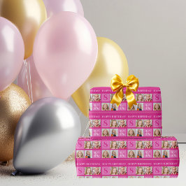 Papel De Regalo Moda Chica de cumpleaños de color rosa caliente Co