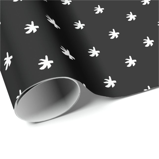 Papel De Regalo Moda copos de nieve blanco negro Navidades vacacio (Esquina del rollo)