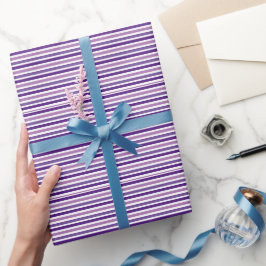 Papel De Regalo Moda corta Sencillas rayas moradas y blancas
