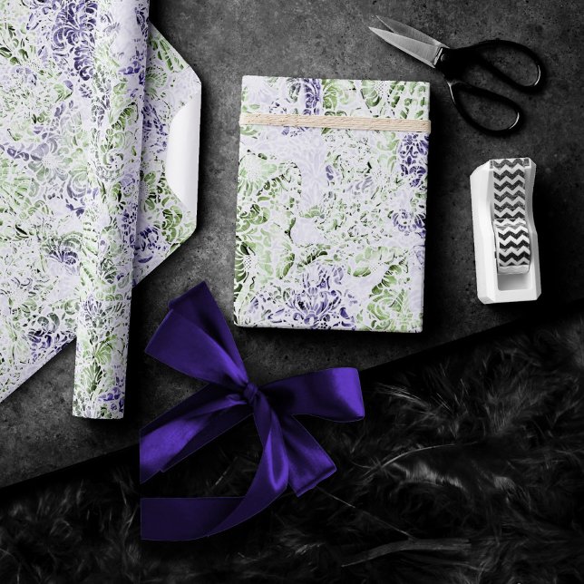 Papel De Regalo Moda costera | Grunge verde morado y limón (Subido por el creador)