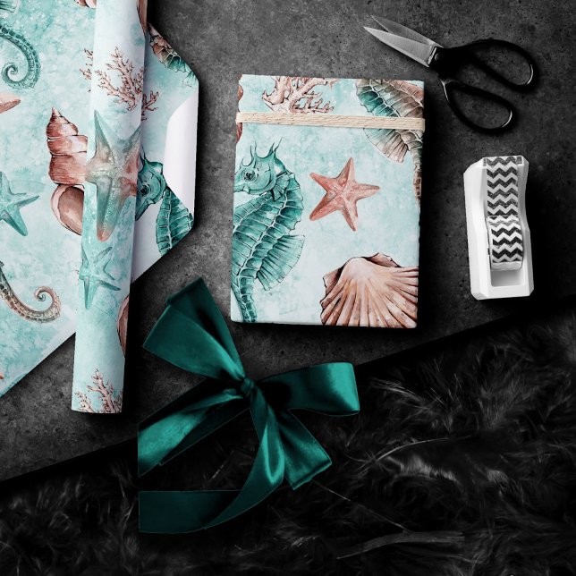 Papel De Regalo Moda costera | Patrón de Pastel de Arrecifes de Co (Subido por el creador)