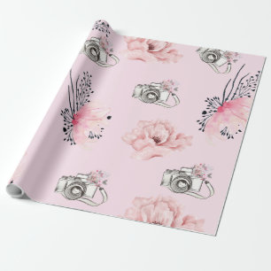 Papel De Regalo Moda de cámara con acuarela floral