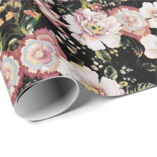 Papel De Regalo moda de campo bohemia francesa floral negra