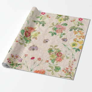 Papel De Regalo Moda de cosecha amarilla rosa lindo patrón floral