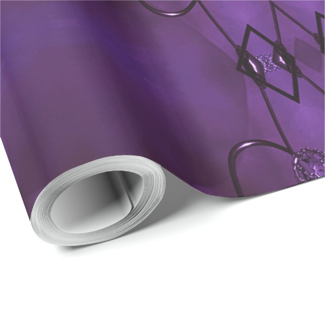 Papel De Regalo Moda de diseño Kaleidoscope Elegante Morado brilla (Esquina del rollo)