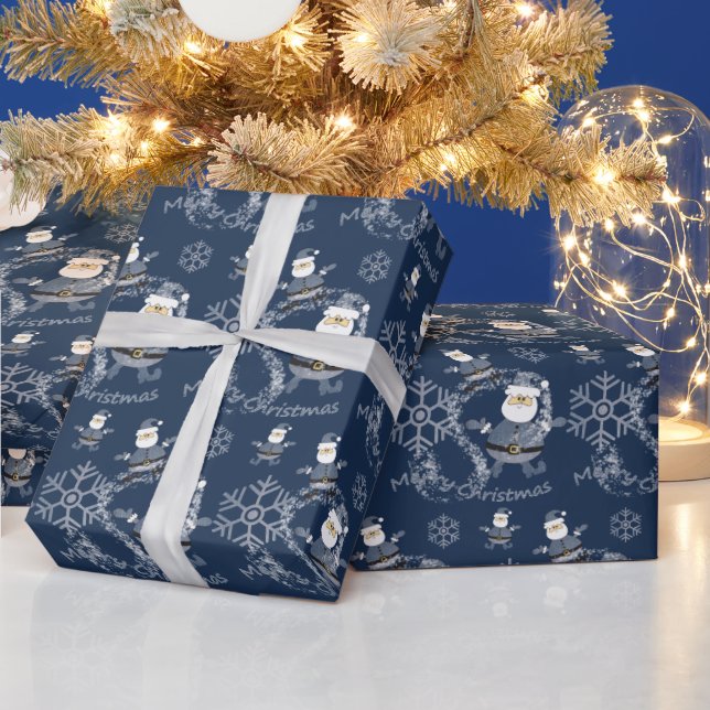 Papel De Regalo Moda de mezclilla patrón de Navidad Santa (Vacaciones)